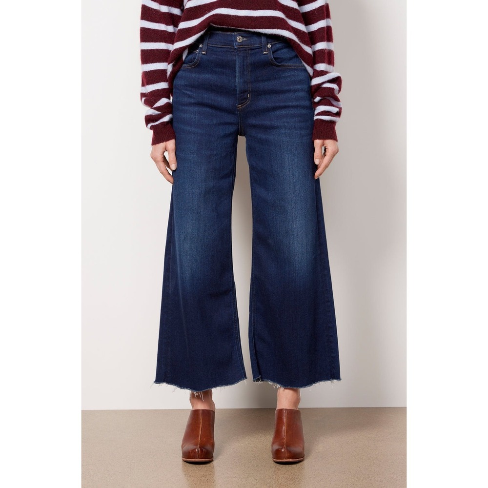 Citizens of Humanity Women's Lyra Wide Leg Crop Jeans Stretch Raw Hem- Size 29